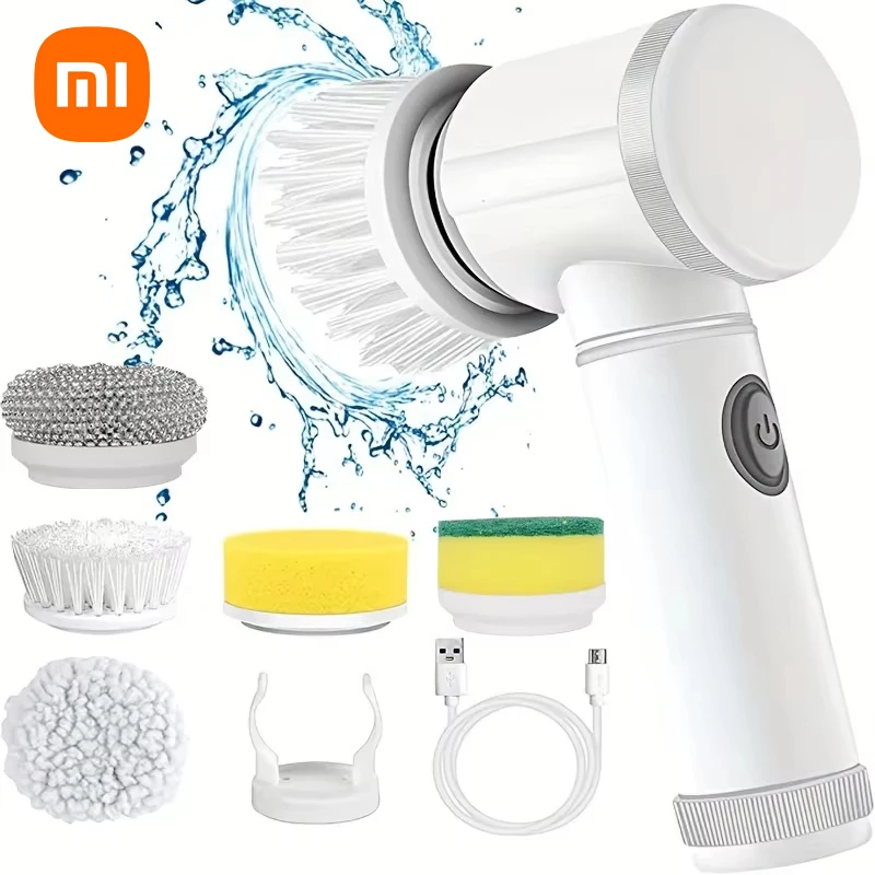 Xiaomi 5-in-1 Electric Spin Cleaning Brush Power Scrubber With 5 Replaceable Brush Heads Electric Cleaning Brush Bathroom