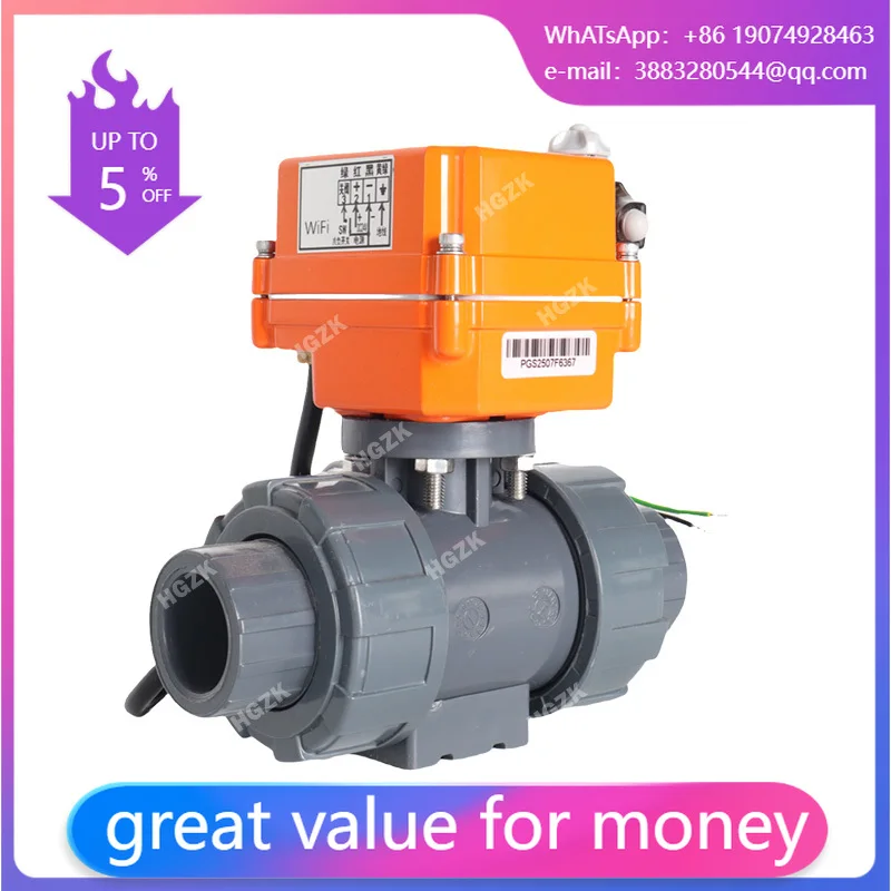 

3-Way Smart Water Valve Kit - WiFi Motorized Actuator PVC T-Port Ball Valve With UPVC