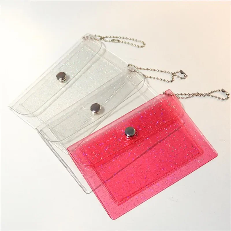 

Fashion 2 Bits Transparent Waterproof PVC Women Girls Card Case Business Card Holder Men Credit Cards Bag ID Card Mini Wallet