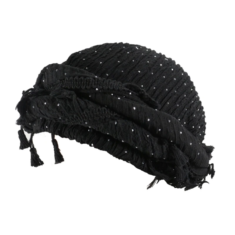 Trendy Spandex Satins Hat With Rhinestones Decoration Elegant Round Top Hat With Rhinestones Embellishments For Daily Wear
