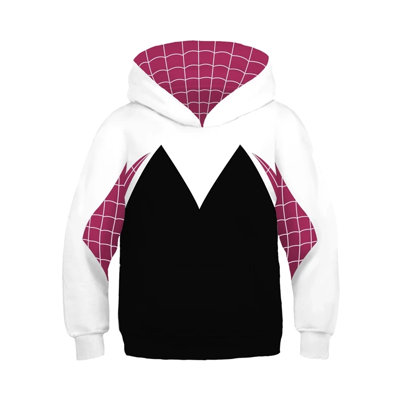 Super-herói Spiderman Hoodies para meninos e meninas, camisola com zíper, jaqueta Spider Gwen, traje Cosplay Anime, Miles Morales