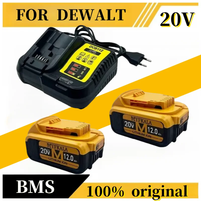 New 100% Original 12000mAh 20V for Dewalt Power Tool Battery DCB206 20V 18.0Ah Battery DCB206 20V Battery DCB205 DCB200+charger