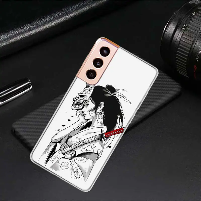 Masked Girl Swordsman Phone Case For Samsung A15 A25 A35 A55 Galaxy A70 A50 A40 A30 A20 A20E A20S A05S M12 M21 M30 M31 M32 M5