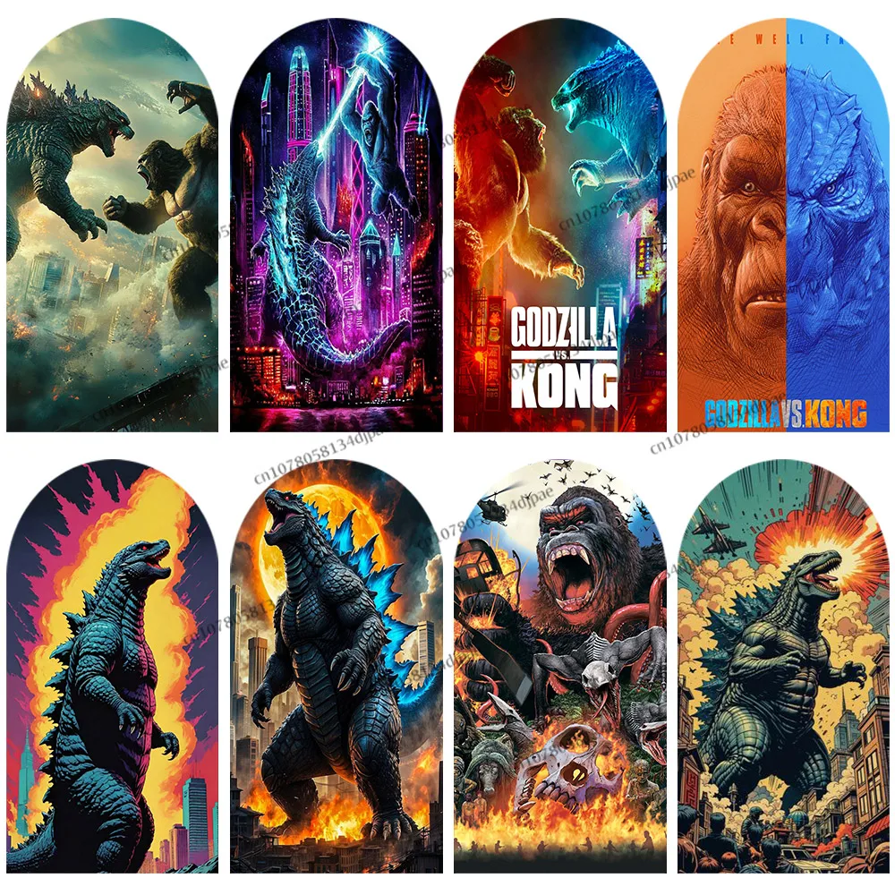

Godzillas VS KingKongs фон на день рождения, арочная крышка, вечерние фоны для мальчиков, украшение стены, монстр, детский душ, фотобаннер