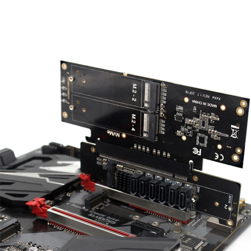 PCIE 4.0 ช่อง Splitter Expansion Riser การ์ด 8 + 4 + 4 Hyper Ultra Quad VROC M.2 NVMe พอร์ตขยาย Riser Card