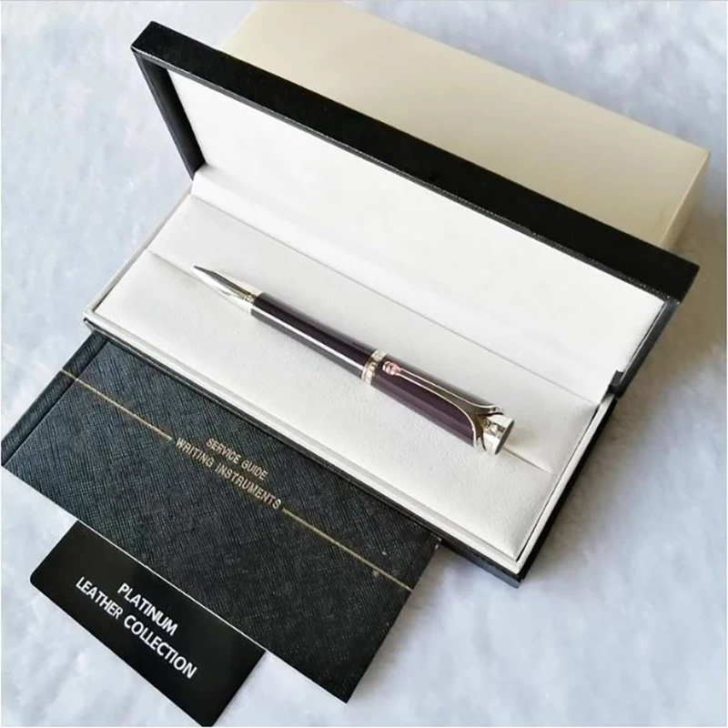 Luxury M Grace Kelly Dark Purple Rollerball Ballpoint Pen Gift With Teardrop Shape Diamond Stone Clip Writing Smooth