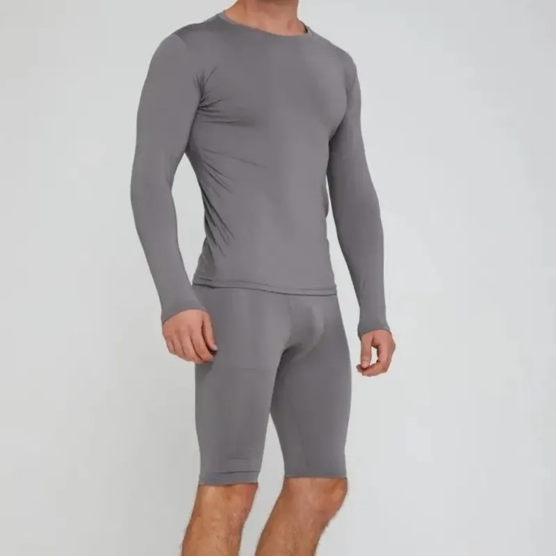 

Men Women Fitness Suit Compression Running Long Base T Shirt Fitness Sport Set Jogging Basketball Football Gym Bottom Clothes Q2