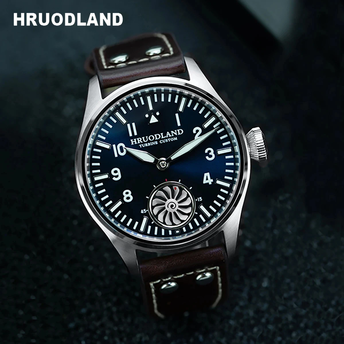 Hruodland-reloj de piloto F016 para hombre, cronógrafo con movimiento de gaviota, BGW-9 mecánico luminoso, cristal de zafiro, cuero, Retro, nuevo,