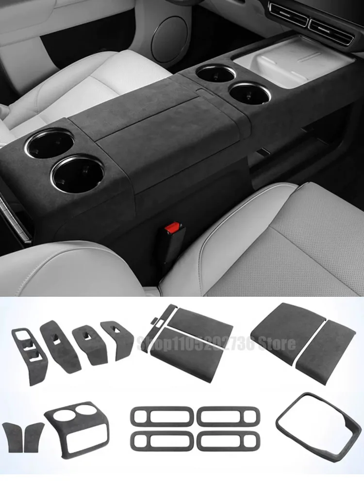 

TOP SUEDE Overlays Grey Interior Trims for Leading Ideal LiXiang L7 L8 L9 2022 2023 2024 2025 Door Panel, Central Console Mat