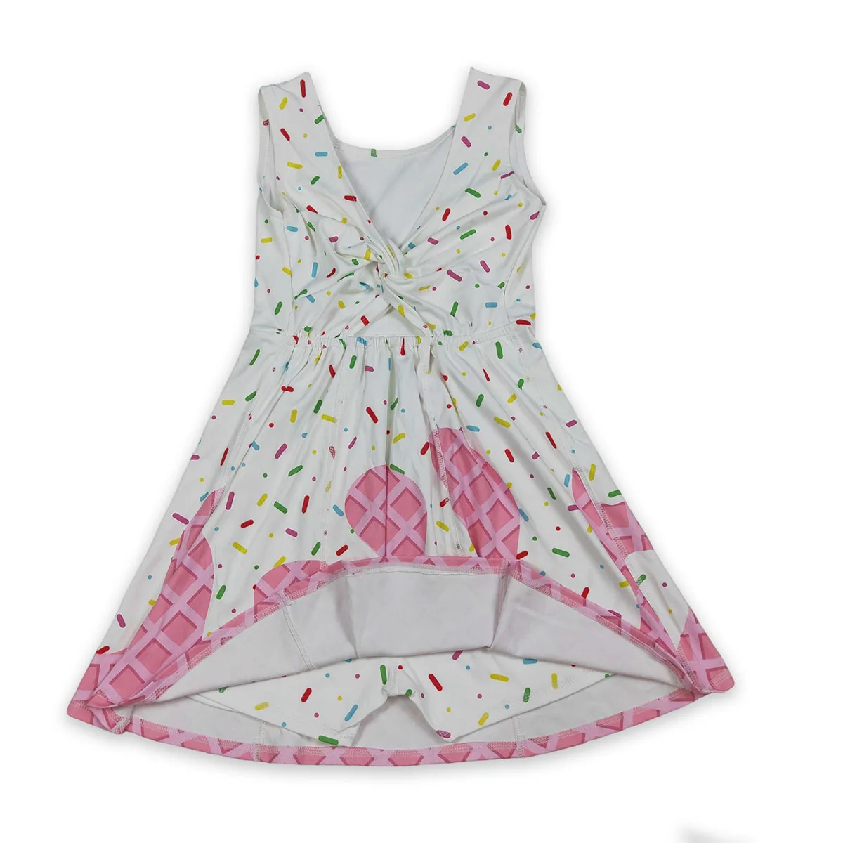 Kids Cute Baby Girls Pink Drip Sprinkles Yoga Active Shorts Knee Length Dresses Children Princess Dresses Clothes Wholesale