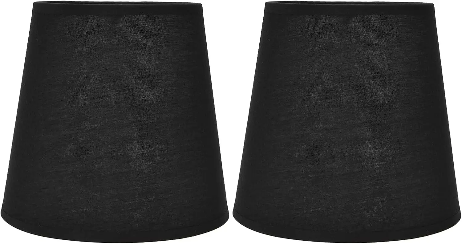 

2Pcs European Style Indoor Lampshades for Table Lamp Fabric Lampshade for E14 Chandelier Floor Lamp(Black)