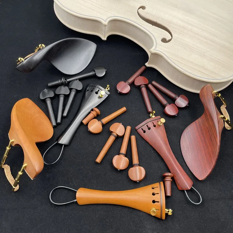 Tailpiece+Tuning pegs+Endpins+Chin rest/Chin Holder 1 set new 4/4 violin ebony/rosewood/jujube wood parts fittings
