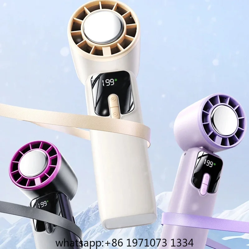 Portable Handheld Small Fan 100-Speed Powerful Wind Cold Air Electric Fan Charging Foldable 90° Adjustable Outdoor Travel