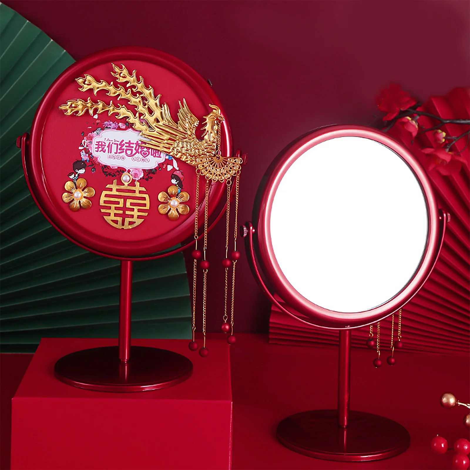 

Chinese Mirror Elegant Makeup Rotating Table Desktop High-definition Premium Material
