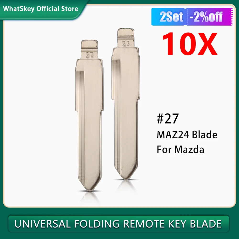 10Pcs/Lot Metal Blank Uncut Flip KD/VVDI MAZ24 Remote Key #27 Blade For Mazda M2 M3 M5 M6 M8 Auto Parts Replacement