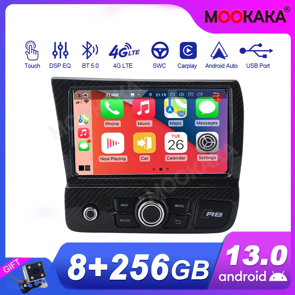 For Audi R8 2007-2015 Android Car Radio Multimedia Video Wireless Carplay Autoradio Stereo GPS Navigation Head Unit