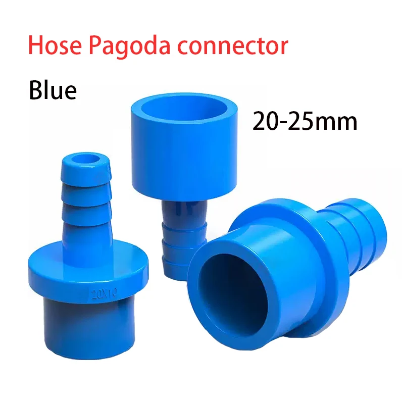 

1-10PC 20~25mm to 5/8/10/12/14/16/18/20mm Blue PVC Hose Quick Connector Hard Tube Plastic Pagoda Joint PVC Pipe Adapter Fittings