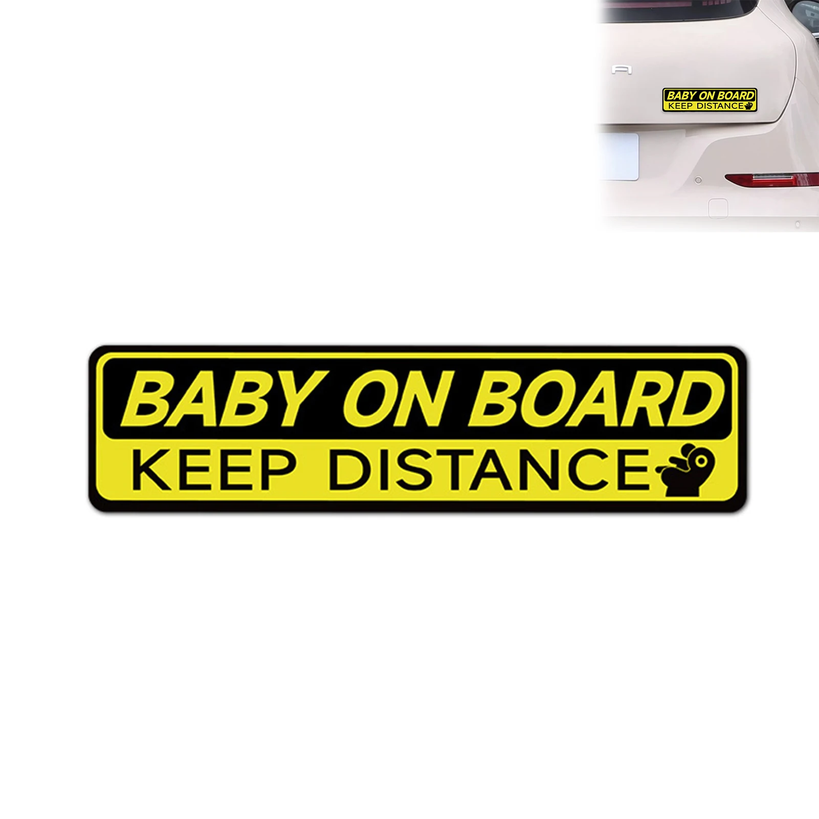1Pc Baby On Board Car Safety Sticker, Yellow Black High Visibility Waterproof Decal for All Vehicles view 5
