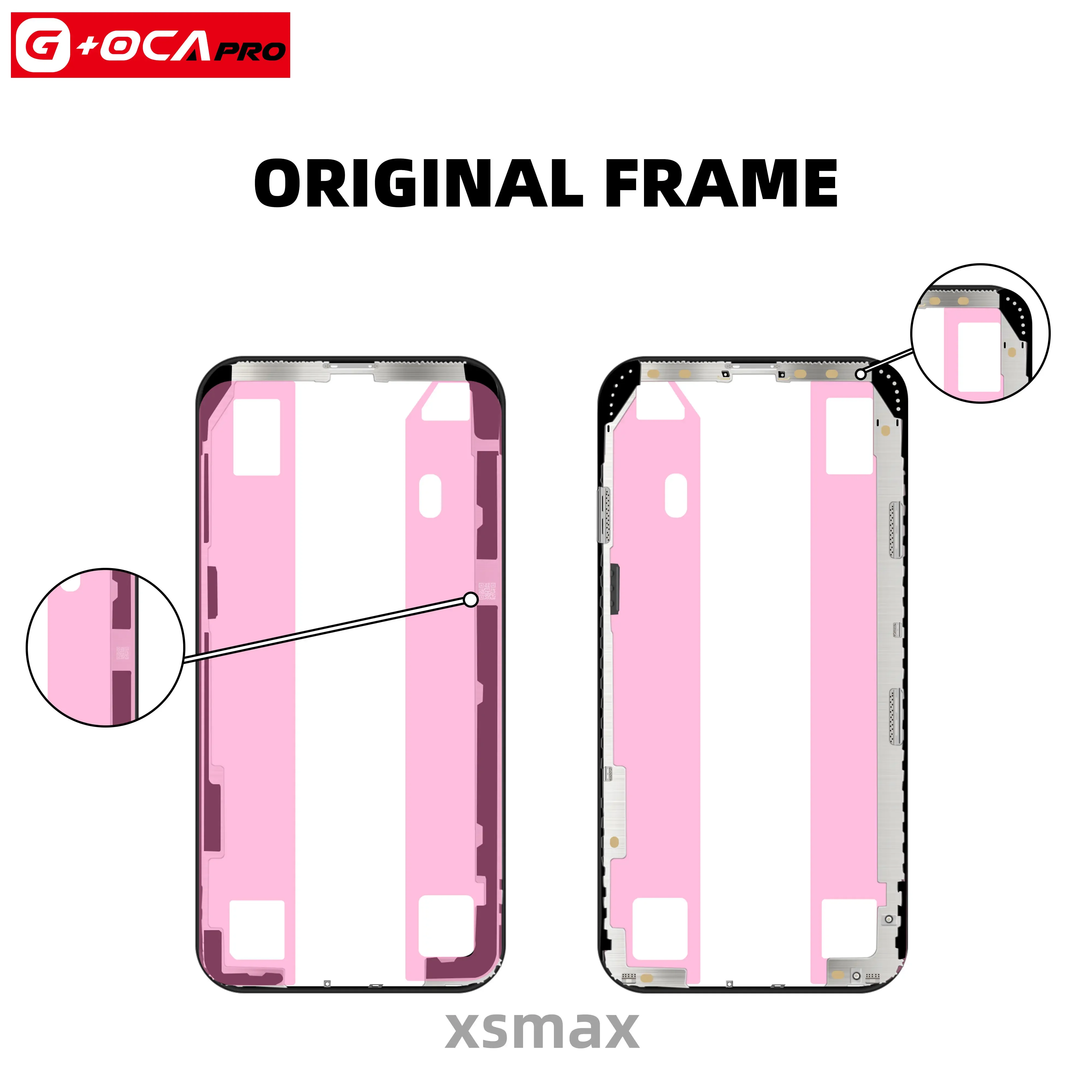 1PCS G+OCA Orignal Middle Bezel Glass Frame For X XS XSMAX 11PRO 12 12PRO 12PROMAX  14promax LCD middle frame replacement parts