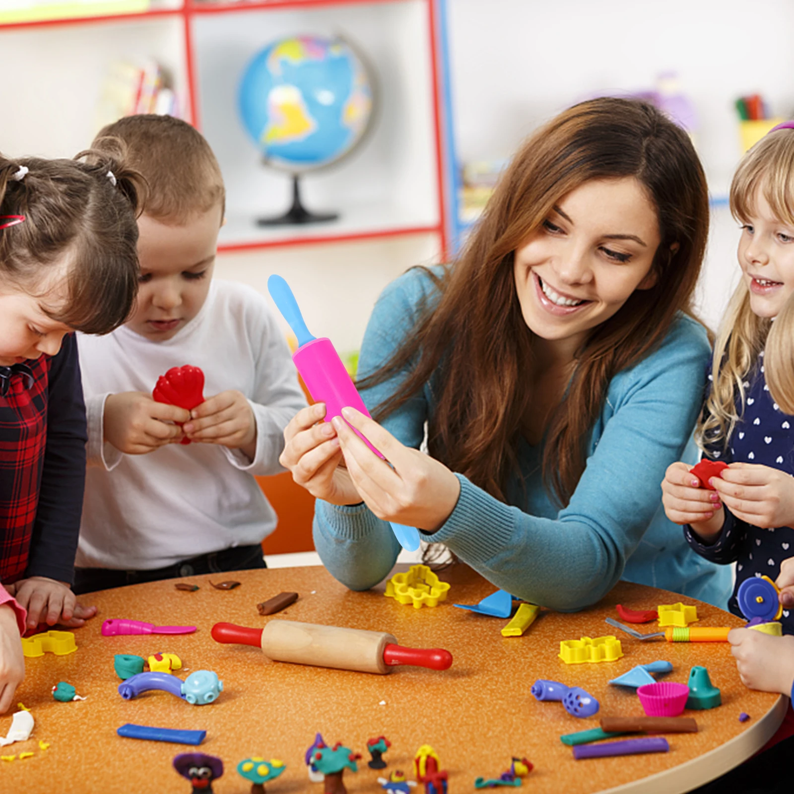 3 pçs crianças artesanal argila vara diy ultra leve rolo kit de ferramentas de massa inteligente jogo criativo sala de aula diversão conjunto