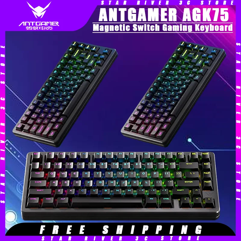 

ANTGAMER AGK75 Mechanical Keyboard Tri-mode Aluminium Alloy Magnetic Switch RGB Gaming Keyboard E-sports Pc Gamer Accessories