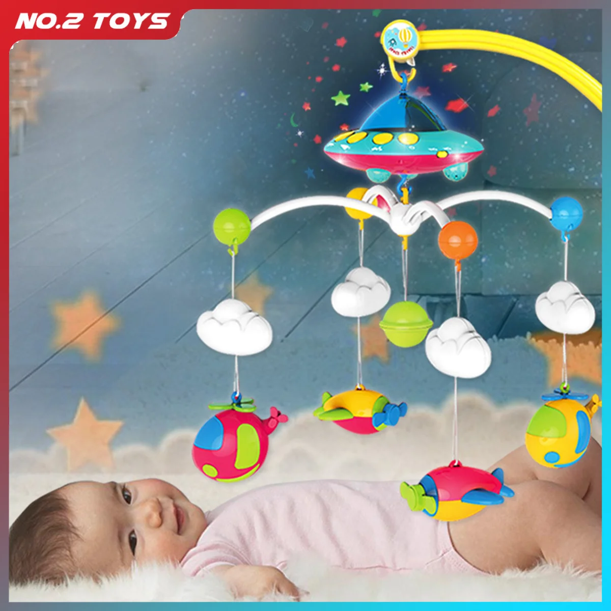 0 12 شهر سرير الطفل المحمول جرس معلق مع ضوء الموسيقى الإسقاط دوران السرير خشخيشات لحديثي الولادة الأطفال الرضع اللعب الهدايا