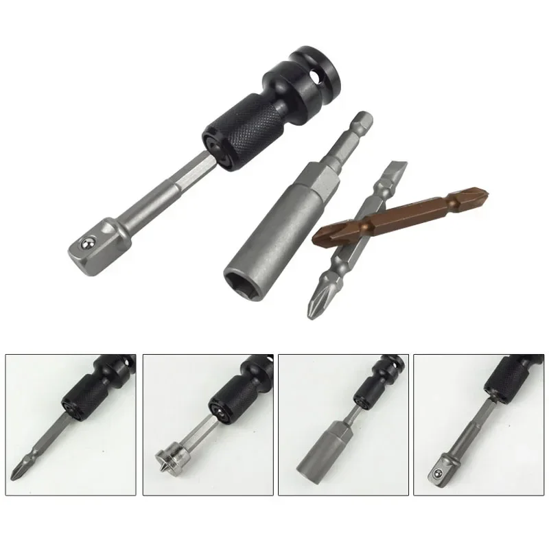 2set Socket Set Universal Adaptive Wrench Adapter Socket 1/2 Inch Square to 1/4 Inch Hex Ratchet Socket Converter Hand Tools