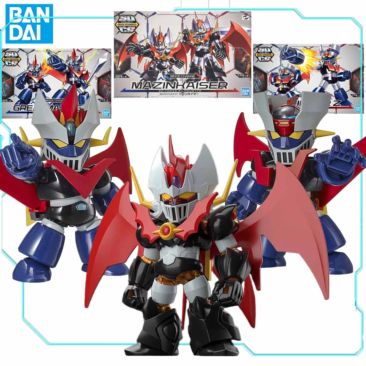 Bandai Genuine Model Kit SDCS Q Version MAZINGER Z GREAT MAZINGER MAZINKAISER Anime Action Figures Assembly Model Collection Toy