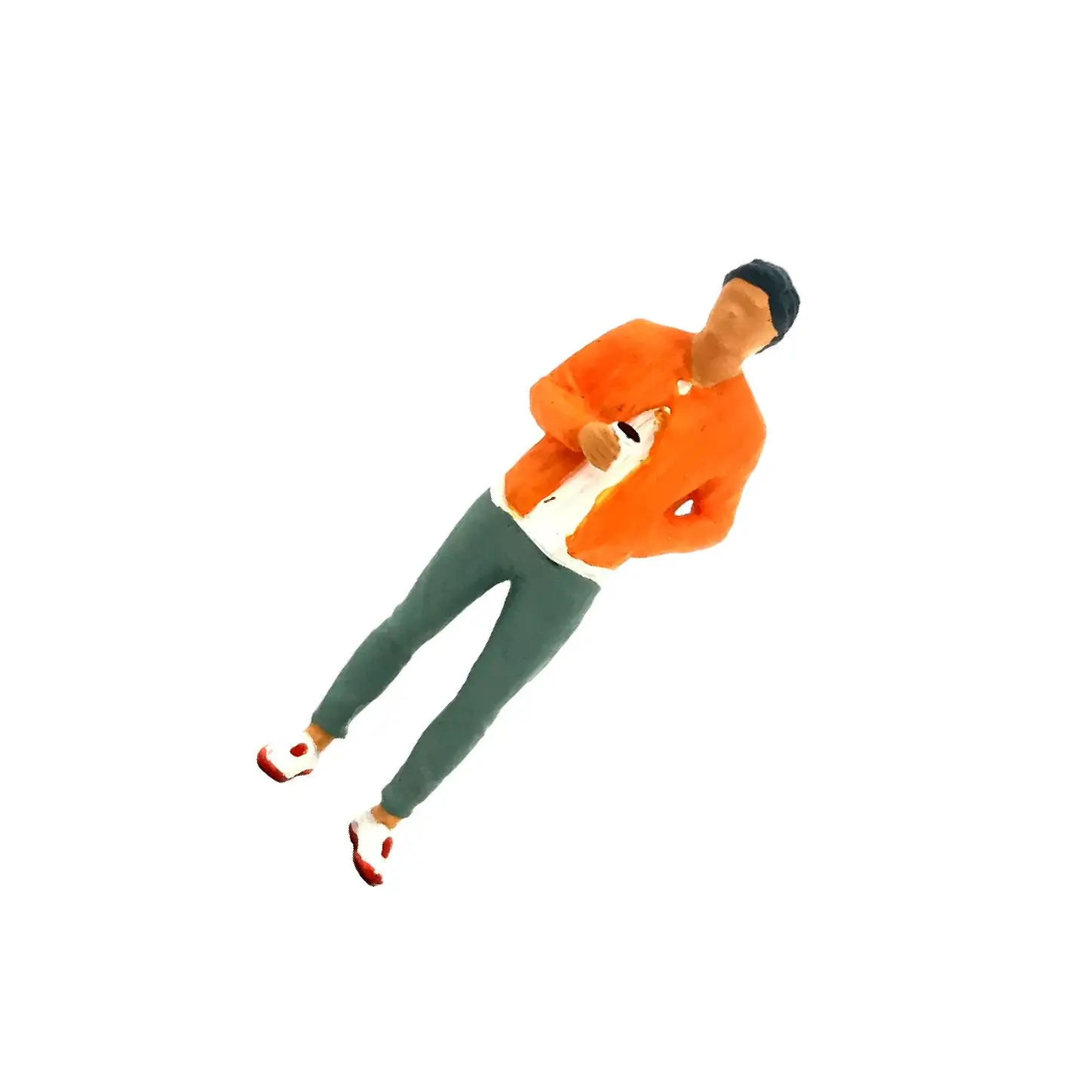 

Крошечная коллекционная диорама 1/64, фитнес-женщина, мужская фигурка, уличный поезд, дорожный напиток, человек, оранжевый