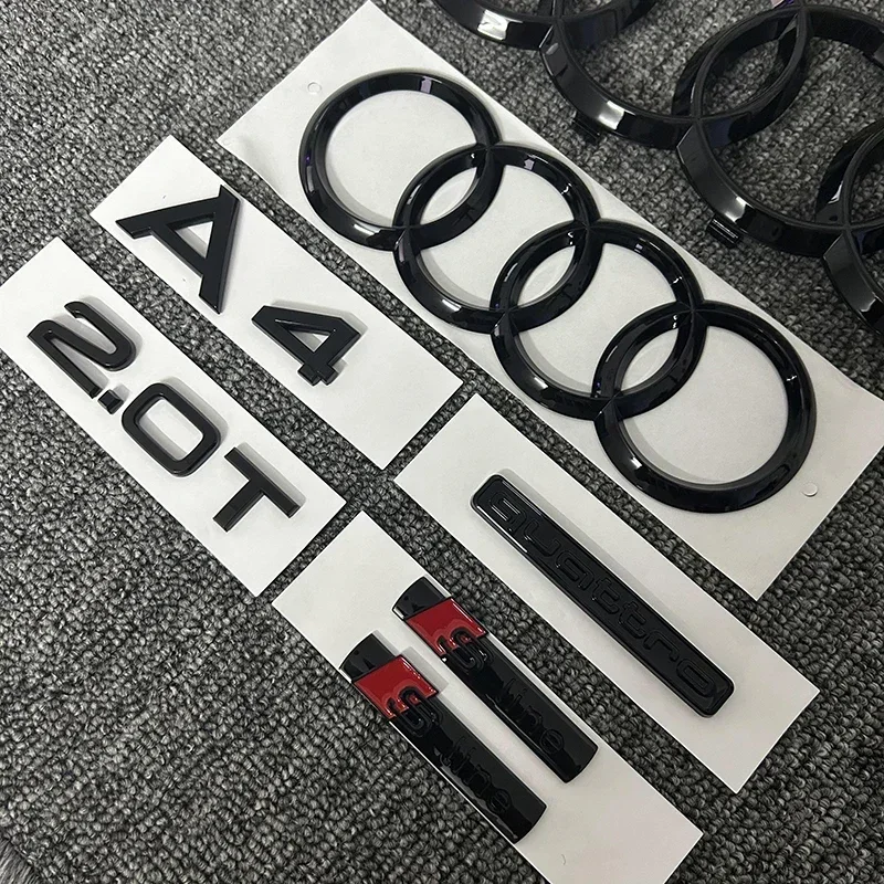 2026 جديد أودي A4 2008-2017 4 حلقة شعار ABS الأسود غطاء السيارة الجبهة الشواية الخلفية الجذع شعار ملصق A4 علامة كوارتو 2.0T سلاين شعار #5