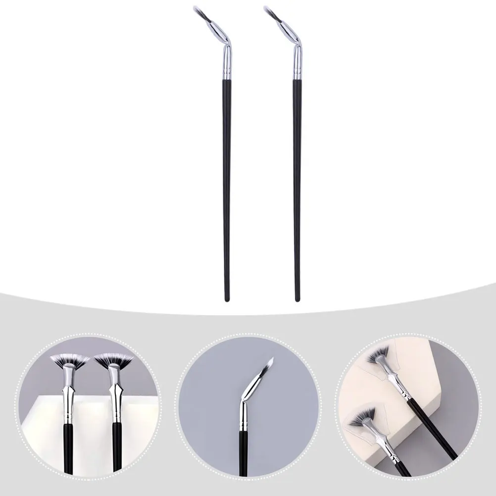 2Pcs Fan Eyelash Brushes Curved Lower Eyelash Makeup Tools Portable Travel Eyebrow Applicators Professional Makeup Supplies
