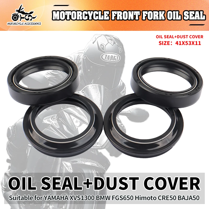 

41x53x11 Front Fork Oil Seal & Dust Cover For Yamaha YZF-R6 YZFR6 TDM850 2004-2015 XVS1300 BMW FGS650 Himoto CRE50 BAJA50