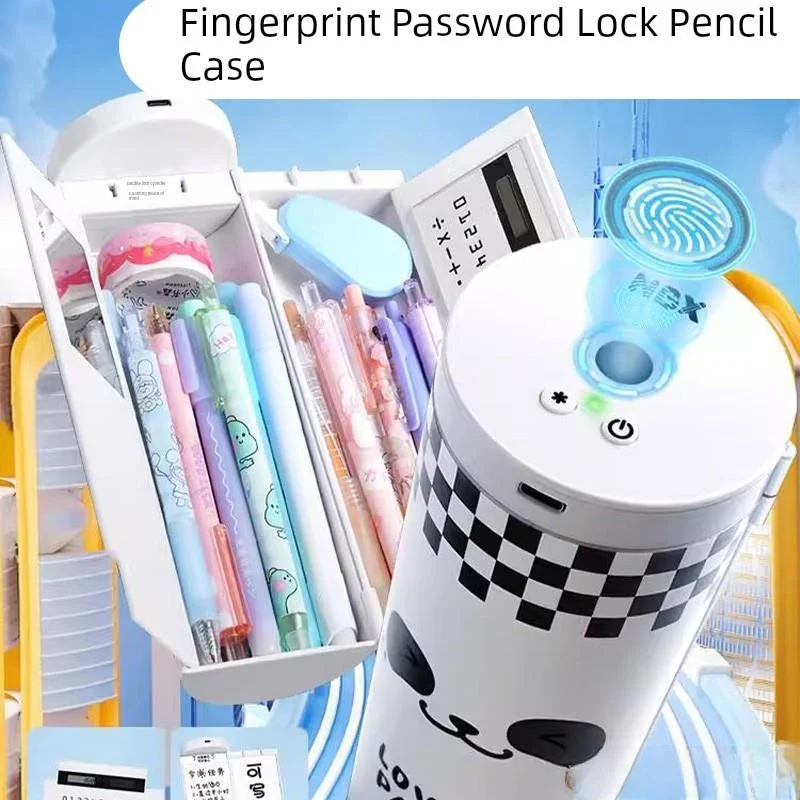 

Fingerprint Password Unlocking Pencil Case Kids Boys Girls Stationery Box Multifunctional High Tech Cartoon Anime Toy