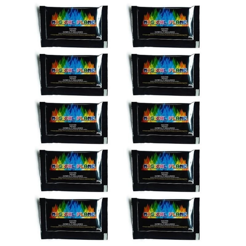 Y3NA 10pcs Fuego mágico Colorido Flame Powder hogueros Sachetas Pirotecnics Decoración