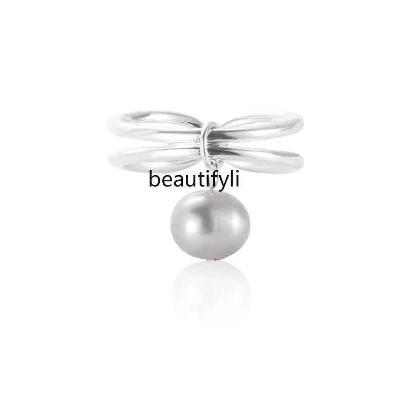 Gray pearl series special-shaped freshwater pearl open ring for women's high-end niche