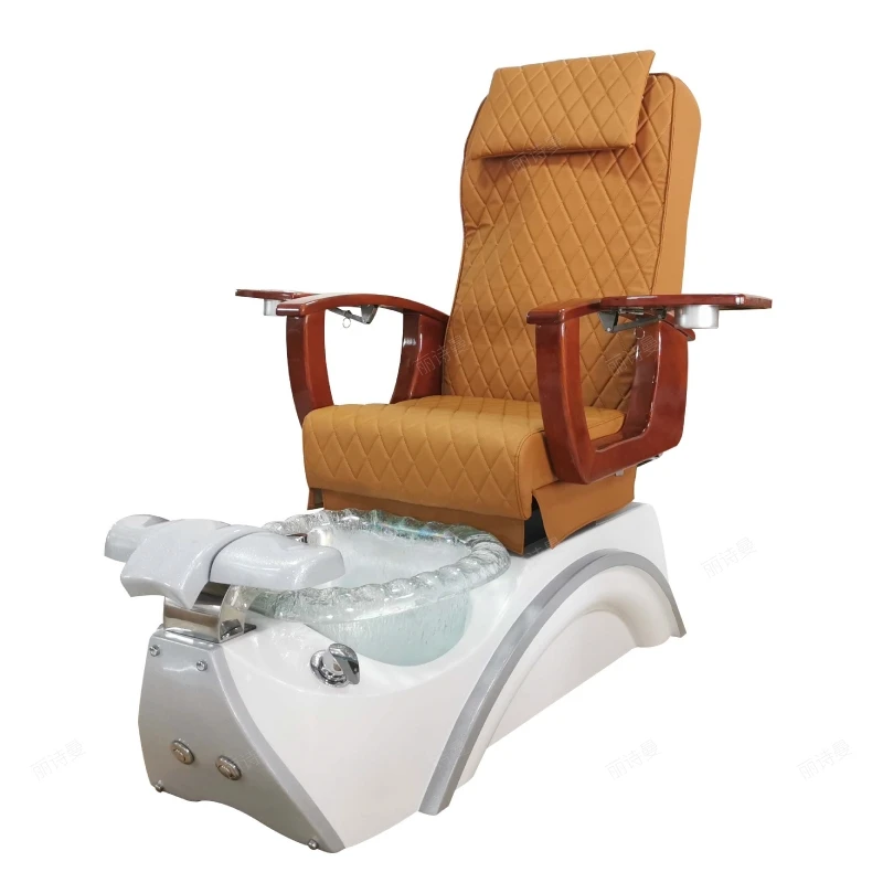 

Orange Leather Beauty Salon Furniture High Quality Foot Care Spa Chair Electric Reclining Massage Foot Spa Pedicure Chair