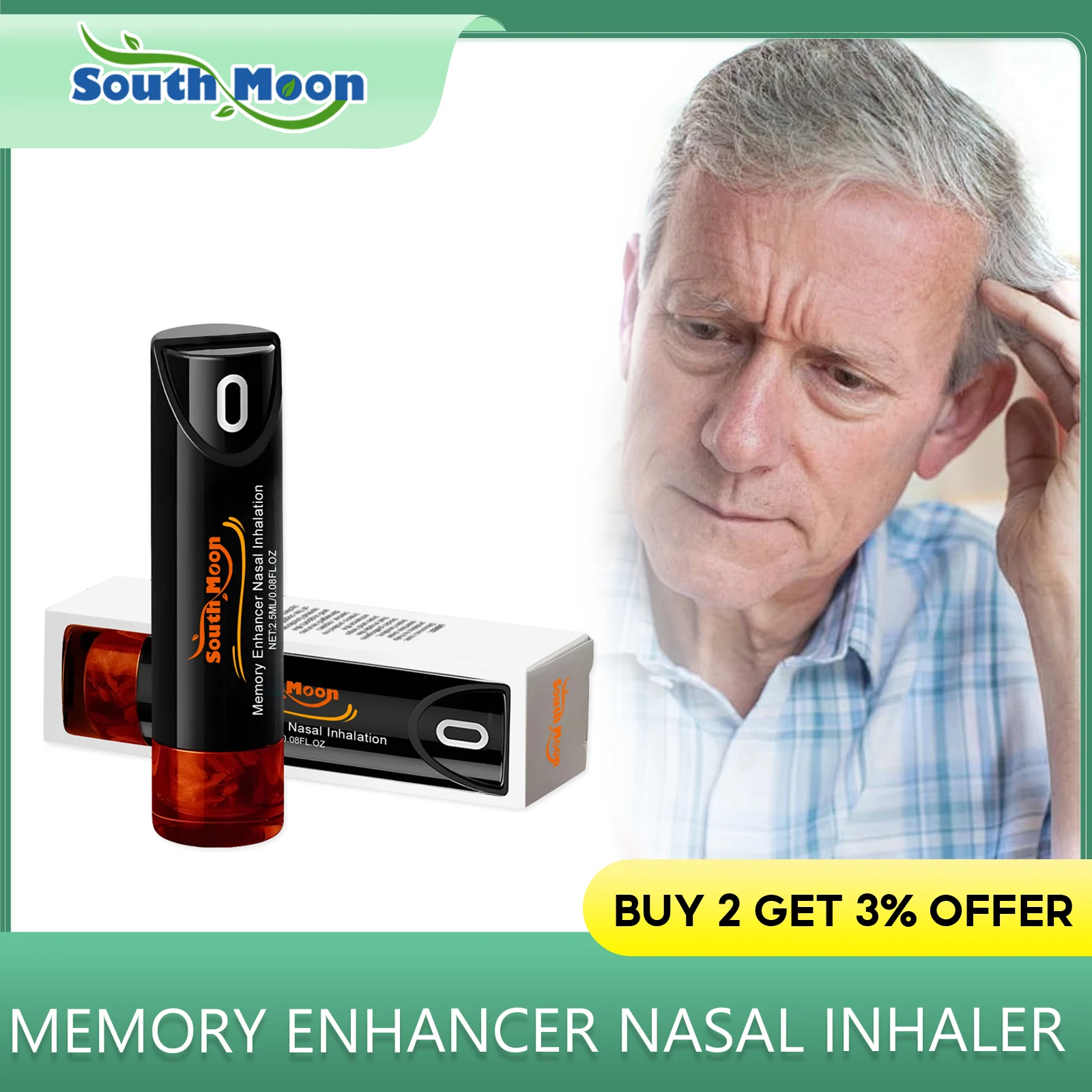 Memory Enhancer Inhaler Anti-Aging Nasal Inhalation Memory Boost Refreshing Relief Enjoy Fresh Air Nasal Sticks for Breathing