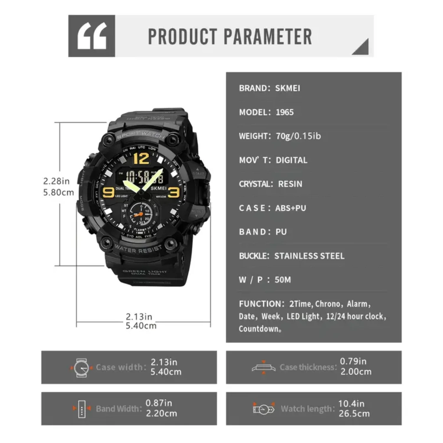 ساعة رقمية رياضية مزدوجة العرض مقاومة للماء ومتينة للرجال هي ساعة يد يجب اقتناؤها #5