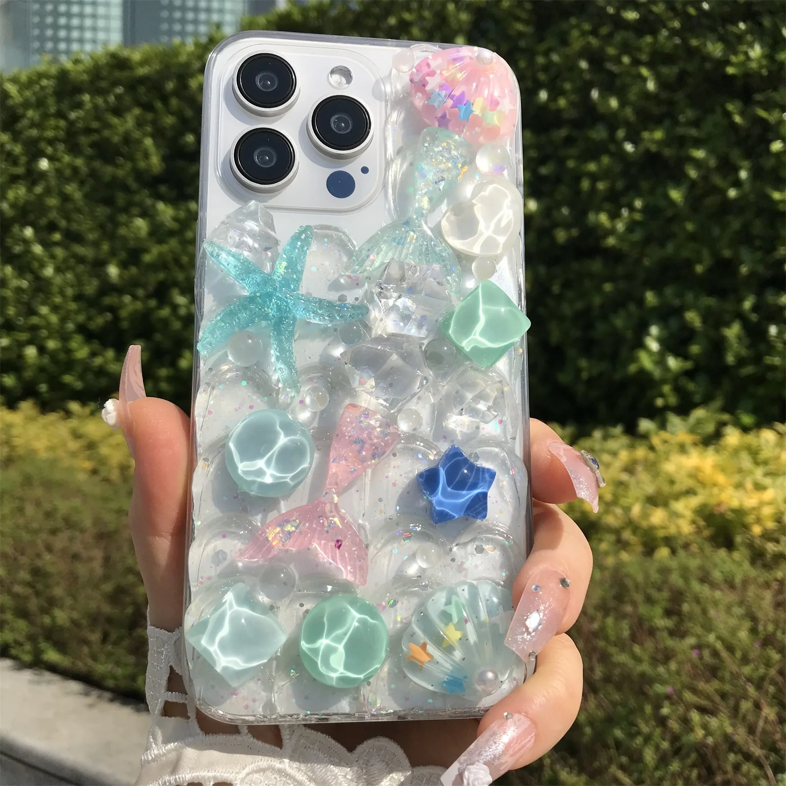 Handmade Phone Case Dream Ocean Phone Case Crystal Mermaid Shell Stone Soft  TPU Dustproof for iPhone 15 14 13 12 11 Pro Max - AliExpress 202192403