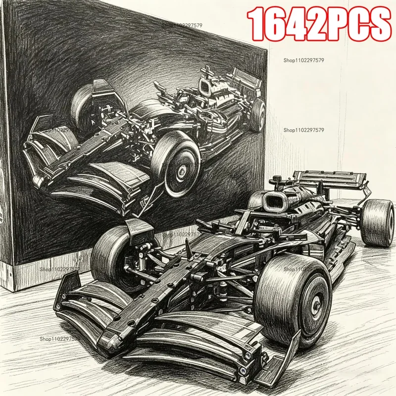 Carro de Corrida de Alta Performance em Escala 1:8, 67CM, 1432/1642 Peças, Modelo Detalhado de Blocos de Montar, Brinquedo Veicular, Presente