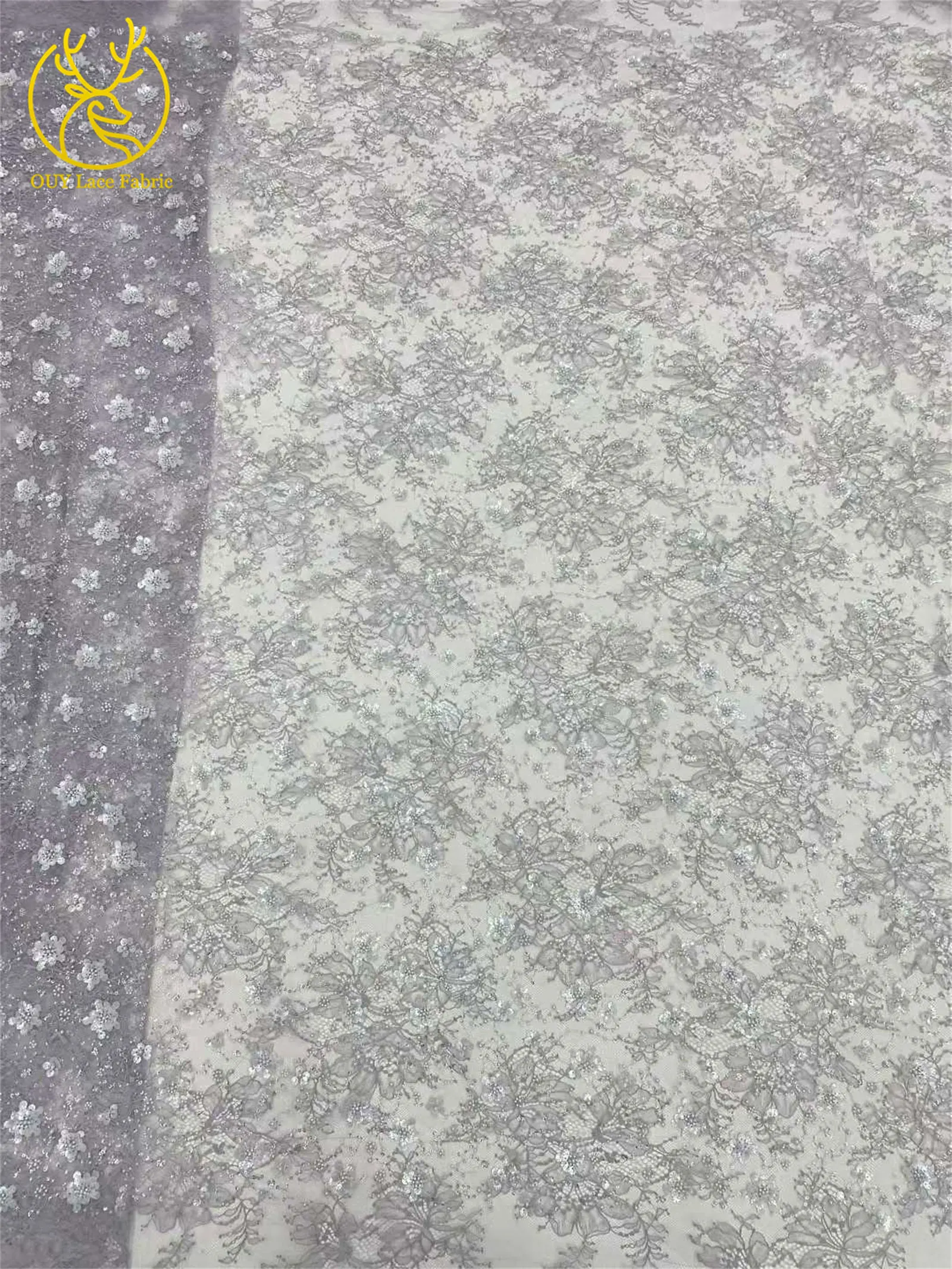 Wunderschöner afrikanischer 3D-Blumen-Pailletten-Spitzenstoff 2026, hochwertige französische nigerianische Perlen-Spitze für Damen-Abendkleider zum Nähen – Detail 10