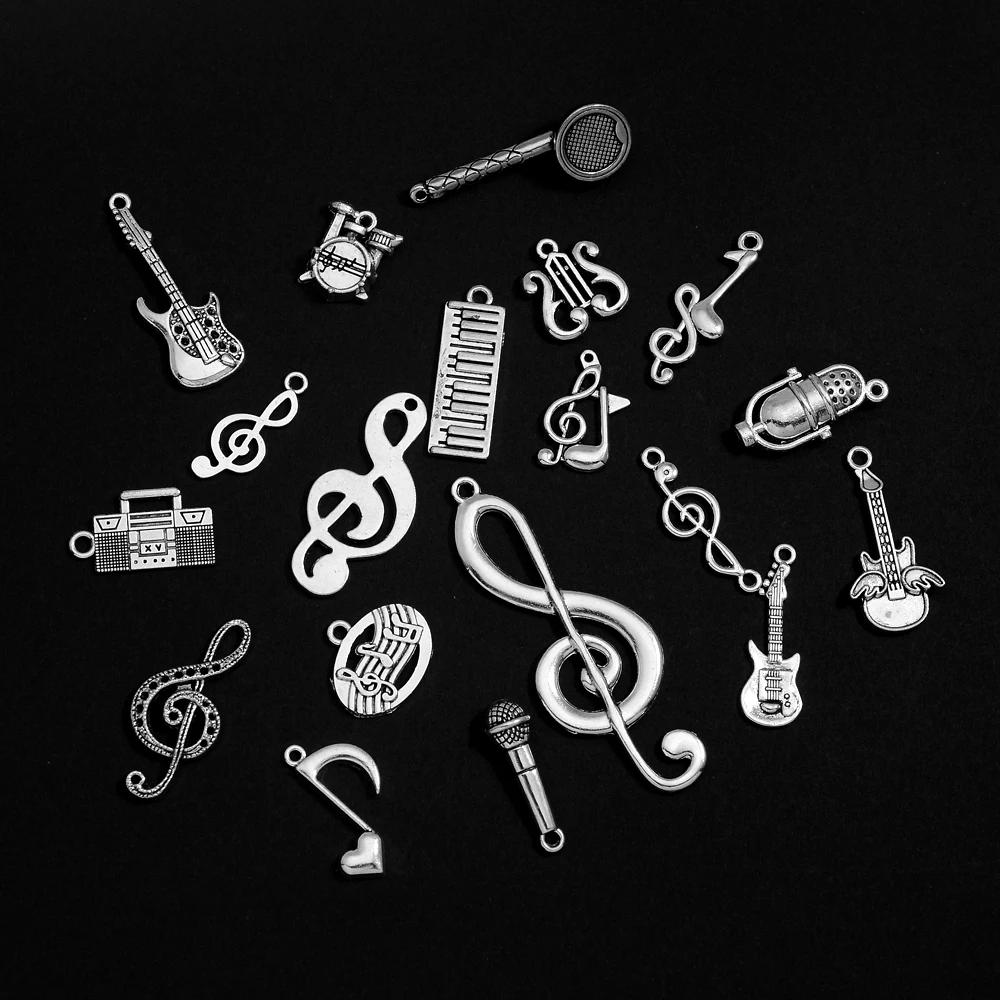 20pcs 20Style Vintage Musical Note Guitar Music Charms Pendant For DIY Keychain Bracelets Jewelry Making Supplies Accessories