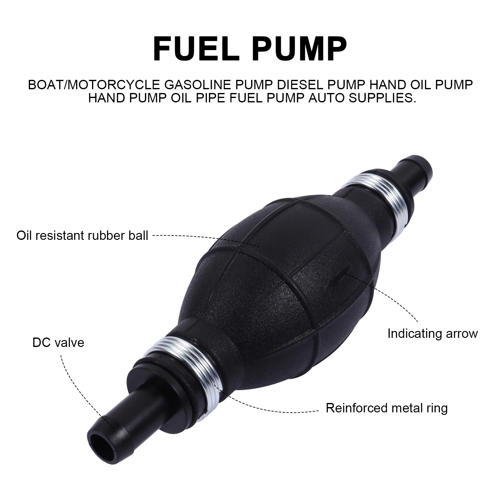 

1pc Rubber Hand Fuel Durable Pump For Car Boat Motorbike Lightweight Fuel Pump For Motorcycle Car Boat Engine