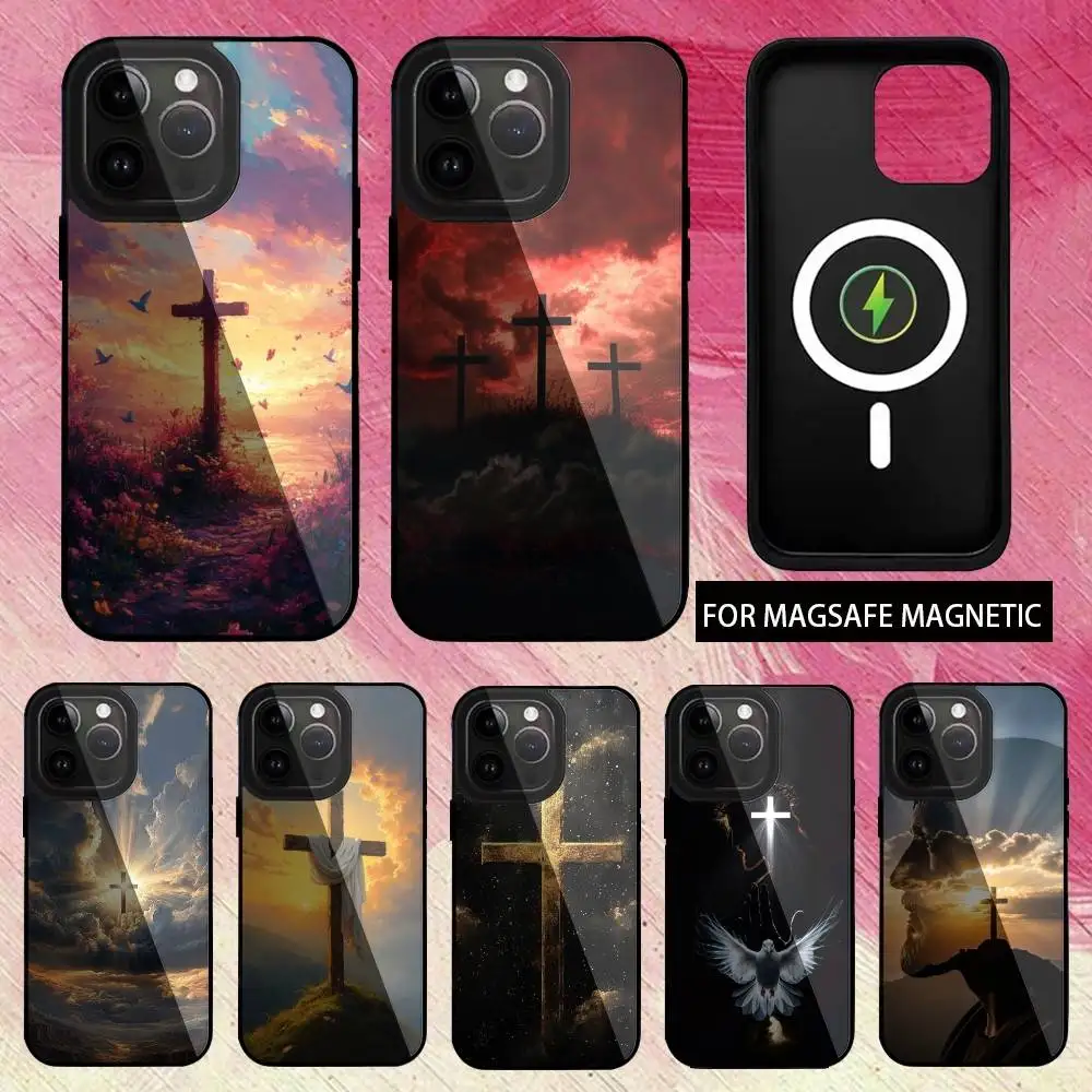 

Christian12 B-Bible Art Cross Phone Case For iPhone17,16,15,14,13,12,11 Plus,Pro Max Magnetic Magsafe Wireless Charging