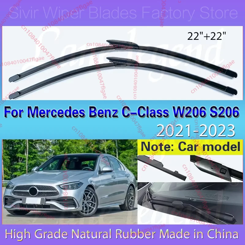 

For Mercedes Benz C-Class W206 S206 2021 2022 2023 C180 C200 C220d C300d C300 C400 e Front Wiper Blades Clean Window Rain Brush