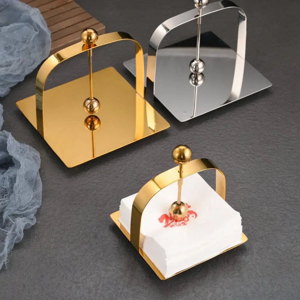 Thickened Metal Napkin Holder Stainless Steel Square Paper Dispenser Modern Table Tissue Stand For Home Kitchen