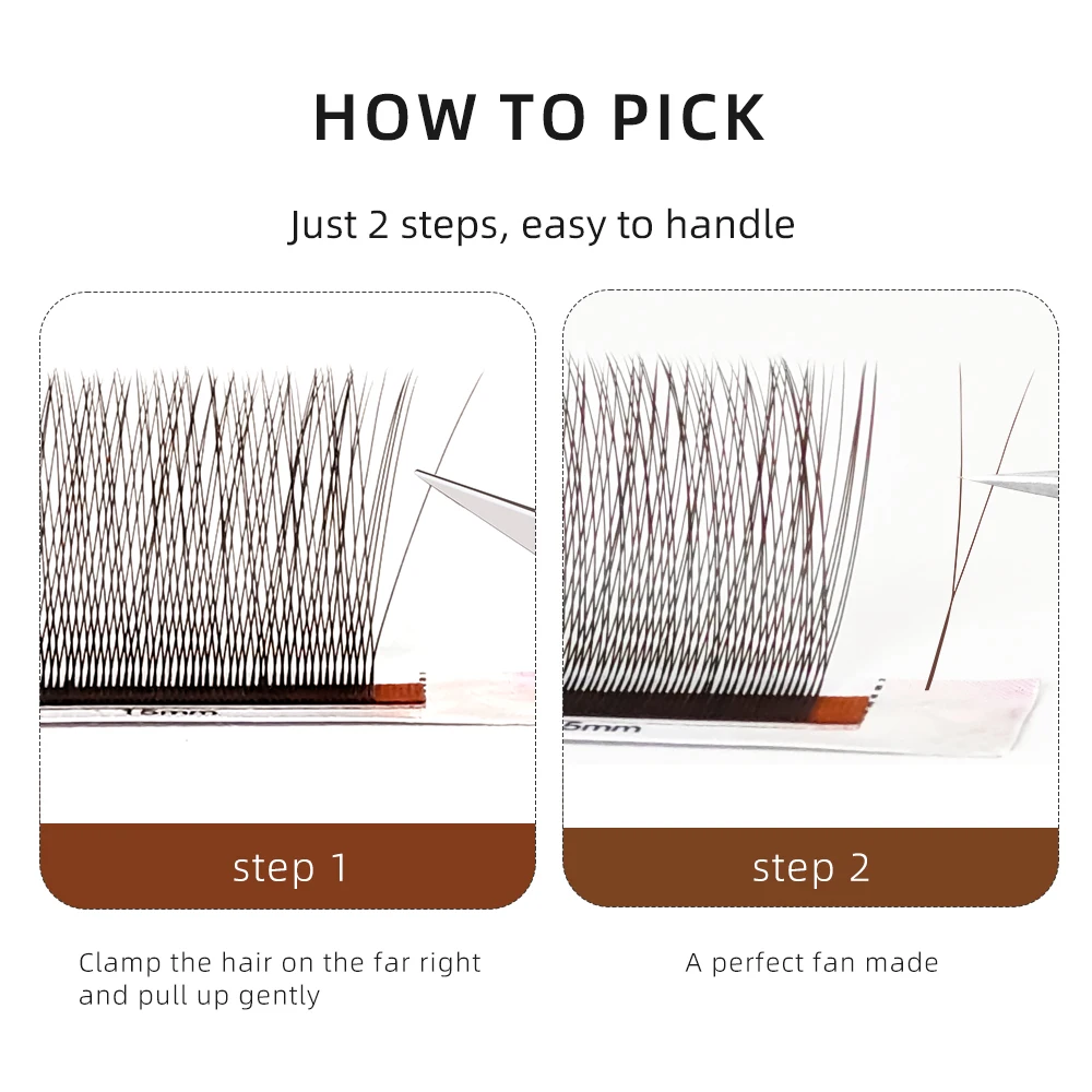 Yelix Brown Y Shaped Lashes 2D Y Eyelash Extensions 12Rows Mix 8-12/8-15mm Premium False Lashes Mesh Net Cross Lash Makeup Tools