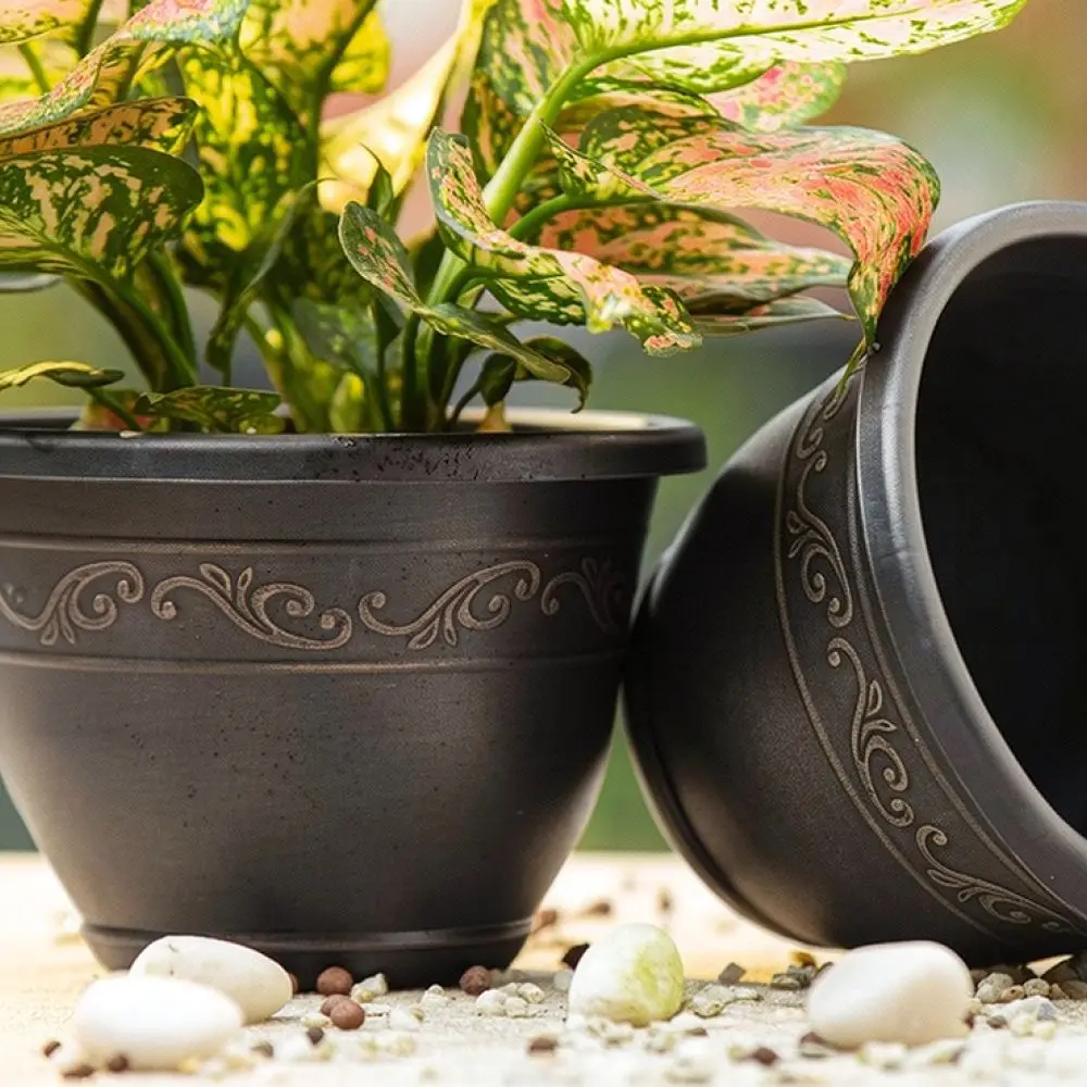 Antique Copper Resin Garden Planter Thickened Material Durable Flower Pot Indoor Outdoor Succulent Vessel Home Supplies