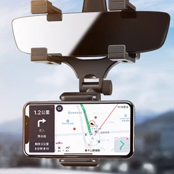 Universal Car Rearview Mirror Mount Stand Auto Phone Holder Bracket Stands Adjustable 360° Rotation for Smart Mobile Phone GPS