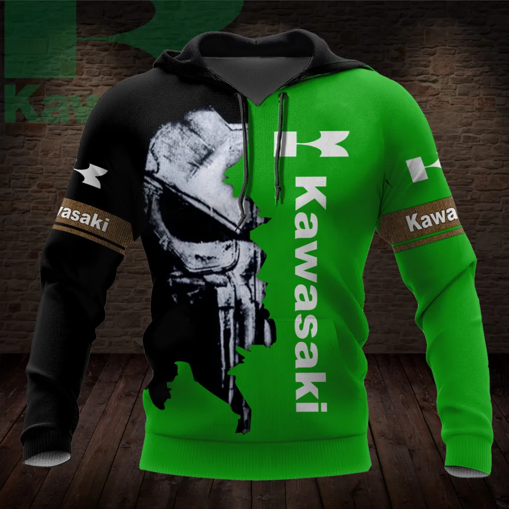 Kawasaki Oversized Hoodie Unisex Sweatshirt Child Mens Clothing Motorcycle Uniform High-quality Racing Suit Street Sports Men's